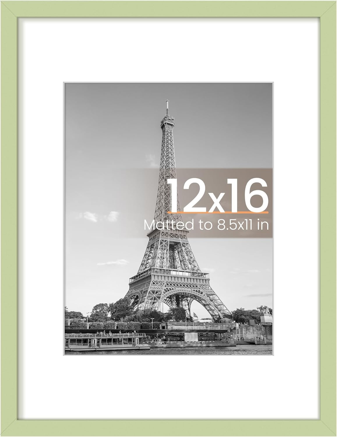 Upsimples 12x16 Picture Frame - Versatile Display for 8.5x11 Photos with Mat | Green, 1 Pack