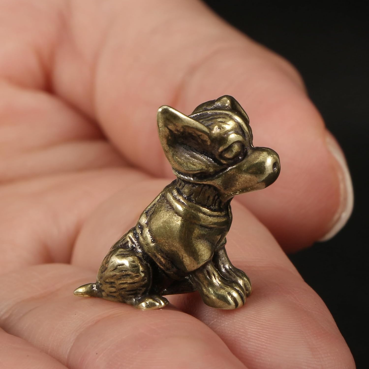 Vintage Brass Dog Figurines by [Brand Name] - Decorative 2-Piece Set for Rustic Home Decor