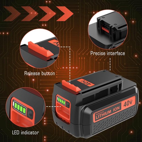 LBX2040 | 2-Pack 3600mAh Lithium-Ion Replacement Battery & Charger for Black & Decker 40V Tools - Orange