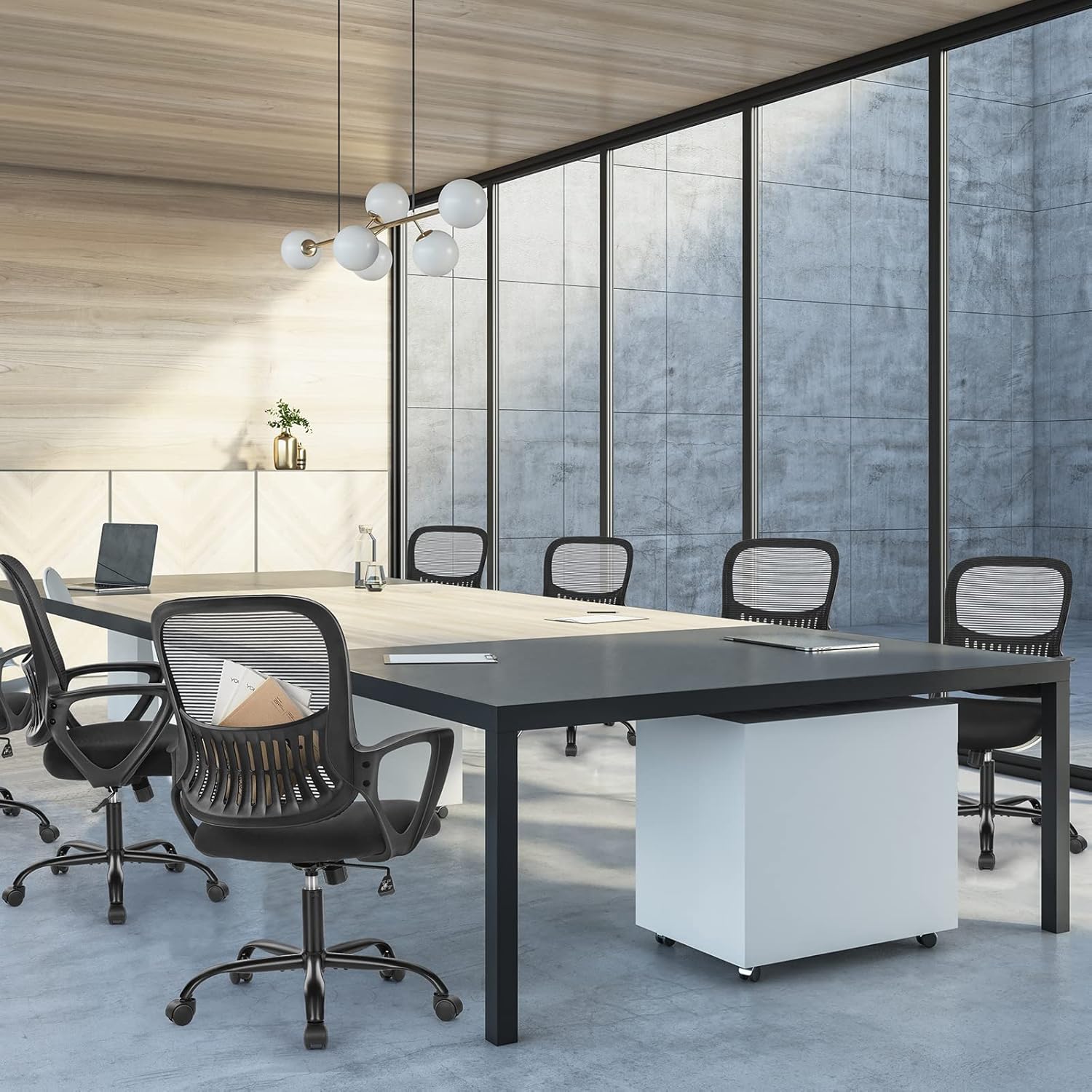 Sweetcrispy Ergonomic Executive Chair - Mid-Back Mesh Design with Lumbar Support | Black