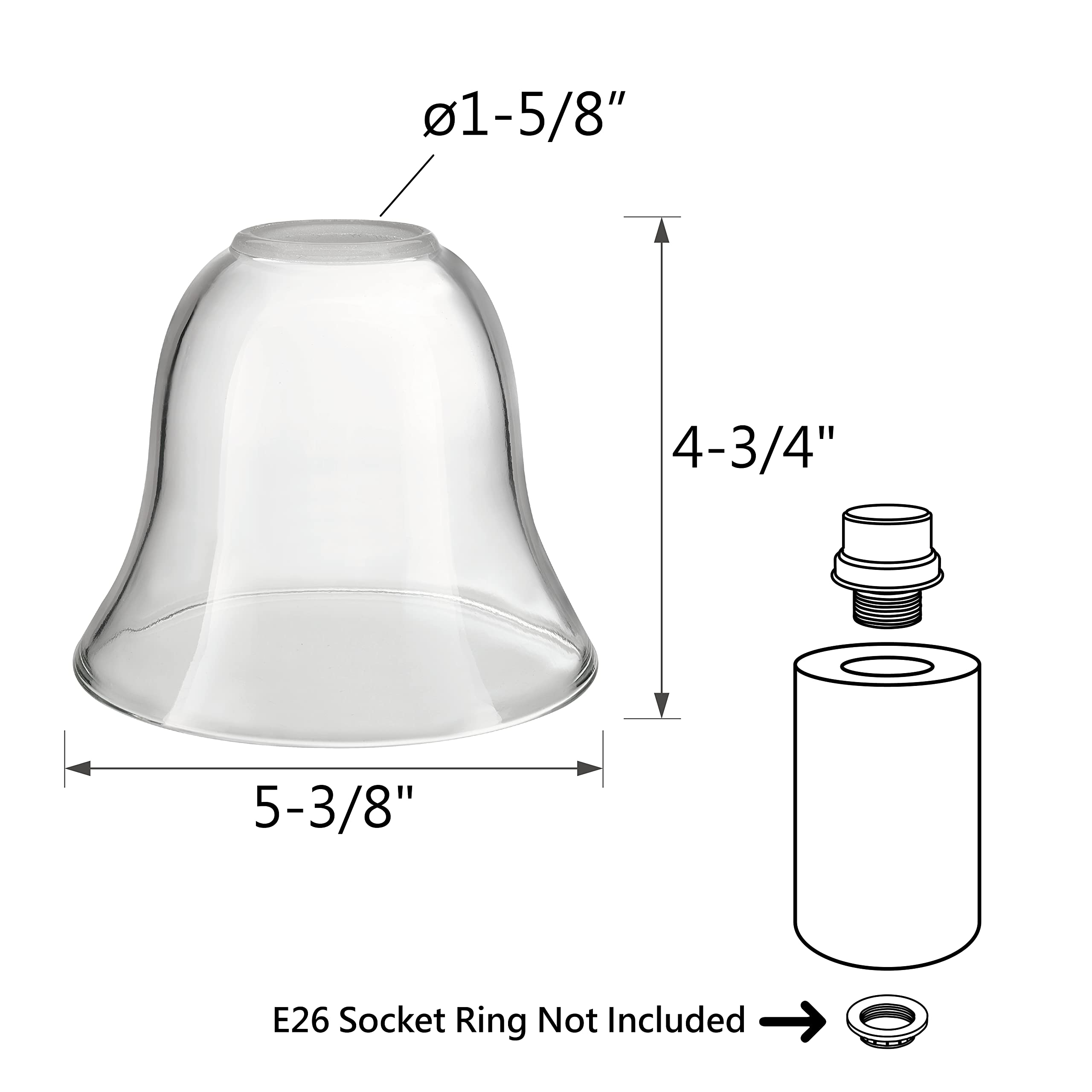 Aspen Creative 23625-60-3, Clear Glass Shade For Lighting Fixture/Vanity Light/Wall Light, Size: 5-3/8" D x 4-3/4" H, 3Pcs/Pack