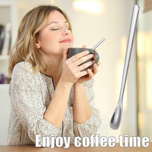 Ouliget Stainless Steel Coffee Stirring Spoon,Silver Coffee Stir Sticks Drink Spoons,Long Handle Tea Coffee Spoons Tiny Salt Condiment Spoon,Coffee Bar Accessories,6 Inches