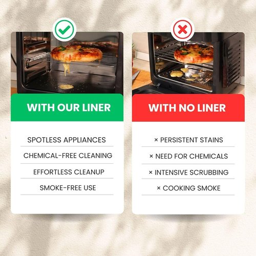 Buself Toaster Oven Liner - Nonstick & Heat Resistant | Reusable Air Fryer Liners, 9x11", 2 Pack, Black