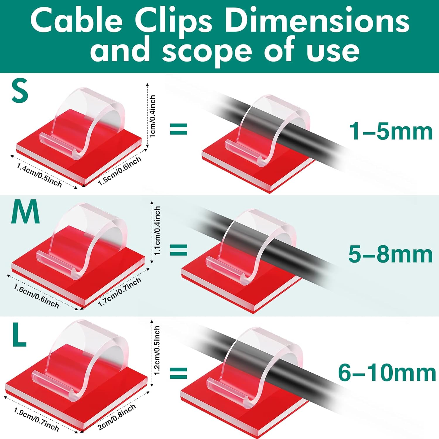 Namalu Mini Cable Clips - 60 Self-Adhesive Hooks for Christmas Lights | Clear, Small Size, Perfect for Outdoor Use