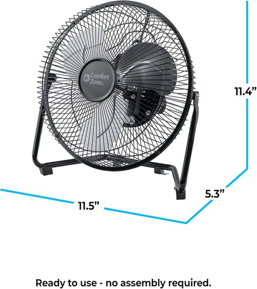 Comfort Zone High-Velocity Desk Fan - 9-Inch All-Metal Turbo Air Circulator | Quiet 3-Speed with 180° Tilt
