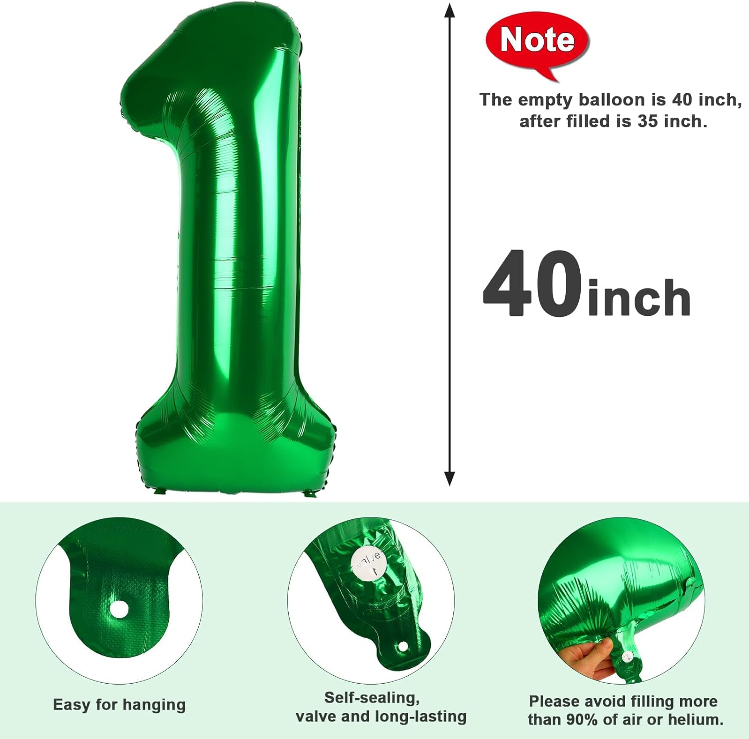 Skiennix 40-Inch Dark Green Number Balloons - Perfect Sweet 16 Birthday & Wedding Decor