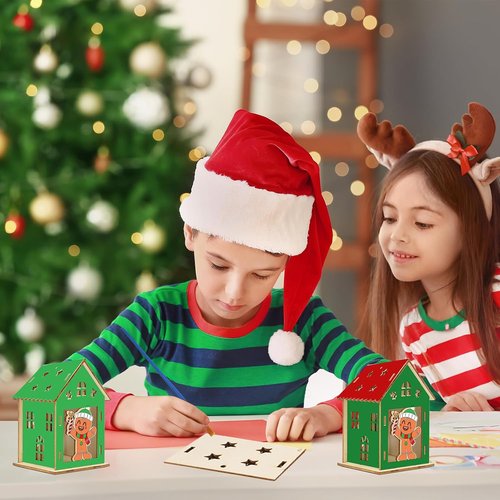 Fennoral 14-Pack Wooden Gingerbread House Craft Kit - DIY 3D Gingerbread Man for Kids | Christmas Party Decor