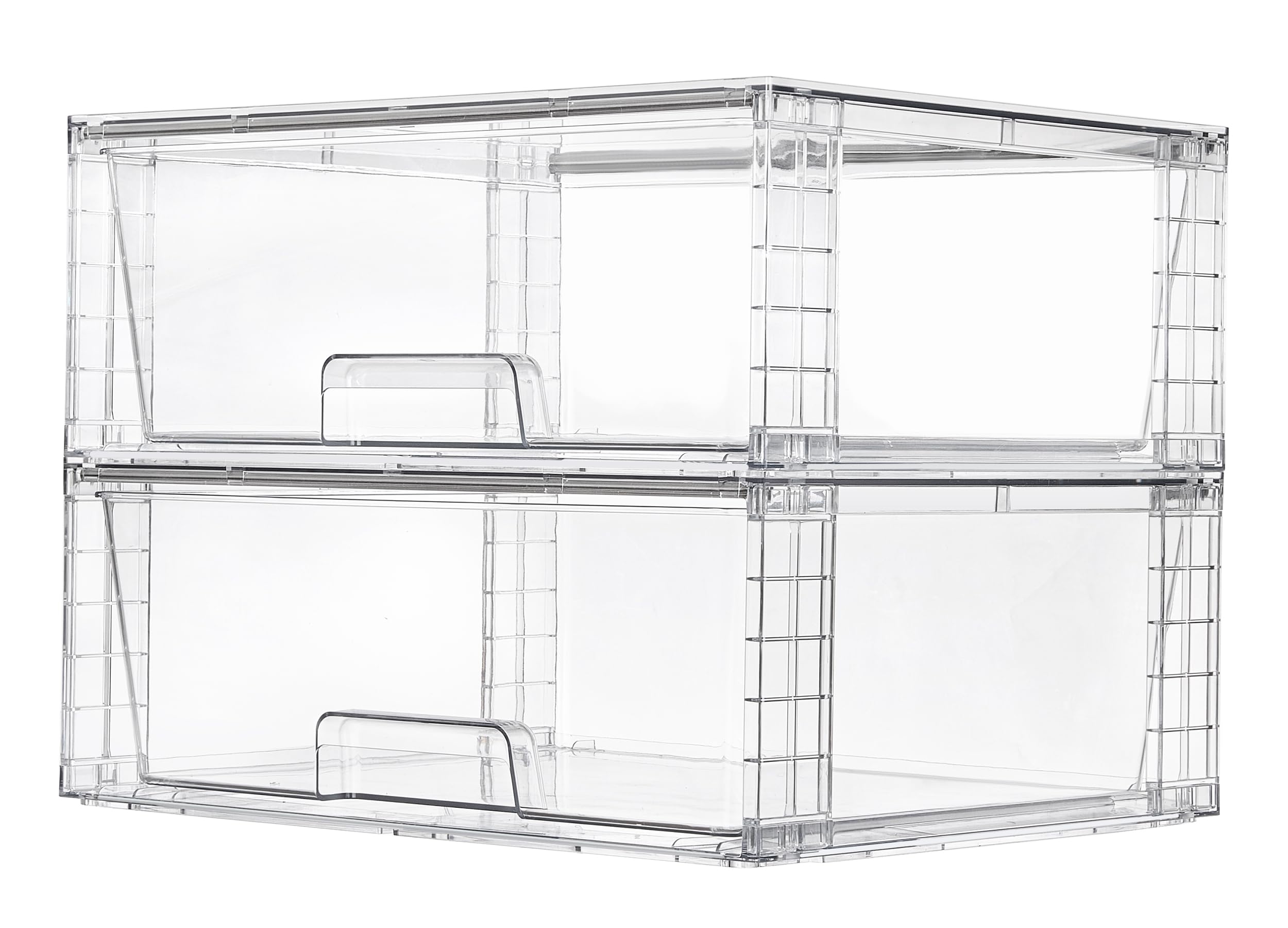Vtopmart 2 Pack Large Stackable Storage Drawers,Easily Assemble Clear Acrylic Bathroom Closet Undersink Organizers,Plastic Storage Bins for Cabinet,Kitchen Pantry,Medicine Organization