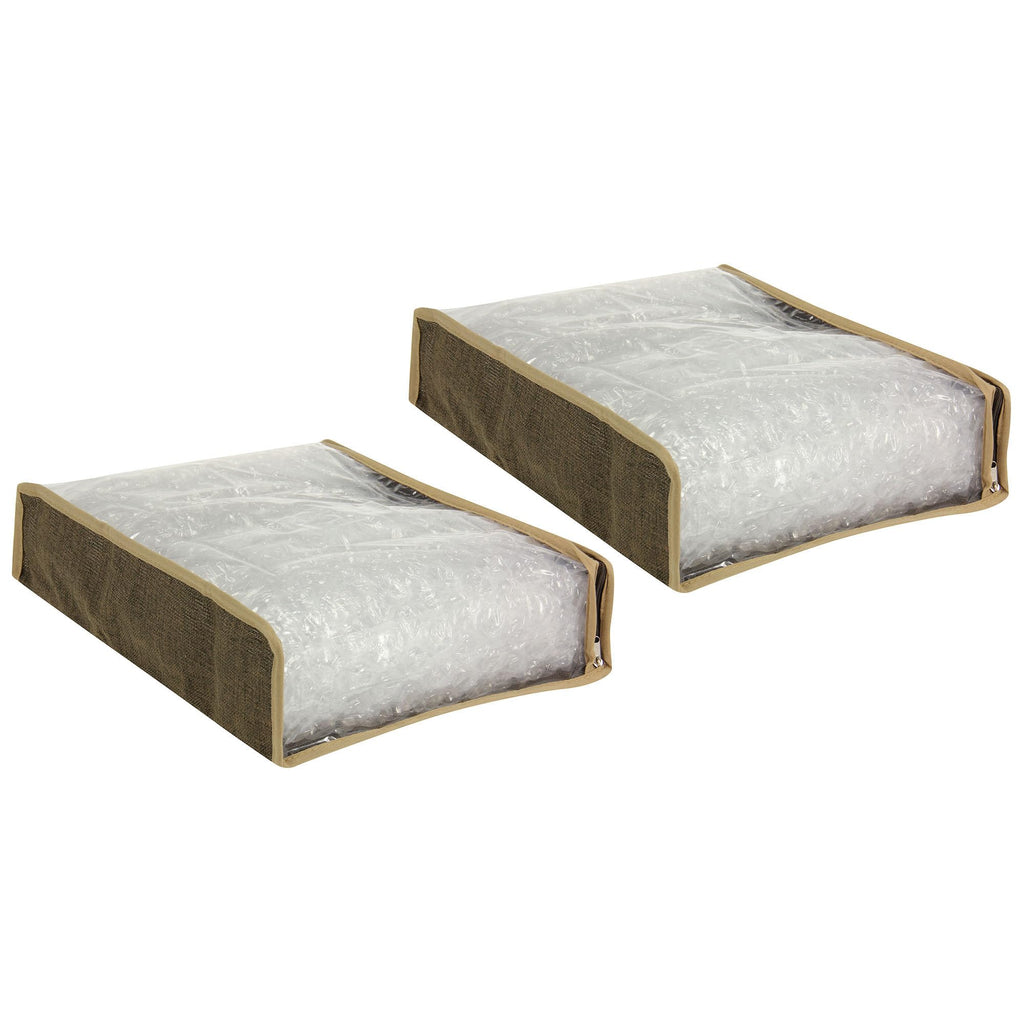 Household Essentials 66612 Sweater Storage Bags | Set of 2 | Coffee Linen,Brown/Clear