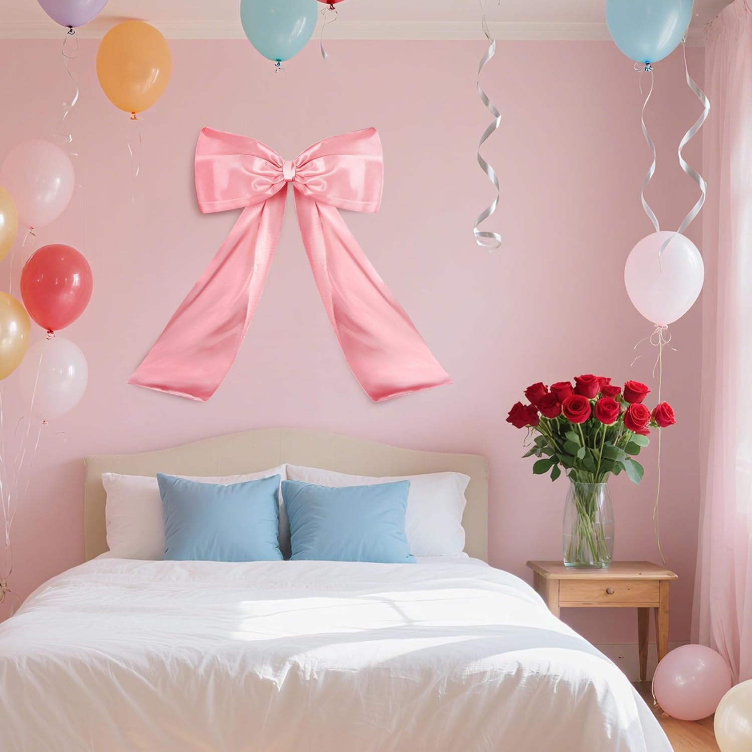 Skiennix Pink Large Bow Decor - Giant Ribbon Tie for Birthday Party & Home Decor | 24 x 36 Inches