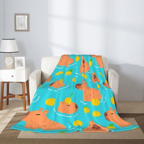 Cute Capybara Animal Pattern Blanket, Soft Blankets Flannel Bed Throw Cozy Lightweight Plush Gifts for Kids Boys Girls Women Men Sofa Couch Bedroom Living Rooms Warm All Season, Home Decor, 80"x60"