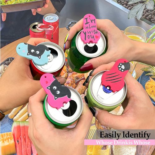 CTabPals Soda Can Tab Opener Mini Soda Can Cover Easy Tab Opener and Drink Protector Cute Beverage Barricade Soda Protector for Beer,Coke,Aluminum Cans at Party,BBQ, Beach(Lips)