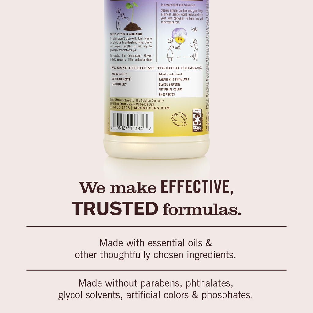 MRS. MEYER'S CLEAN DAY Multi-Surface Everyday Cleaner, Compassion Flower Scent, 16 Fl Oz Bottle - 3 Pack