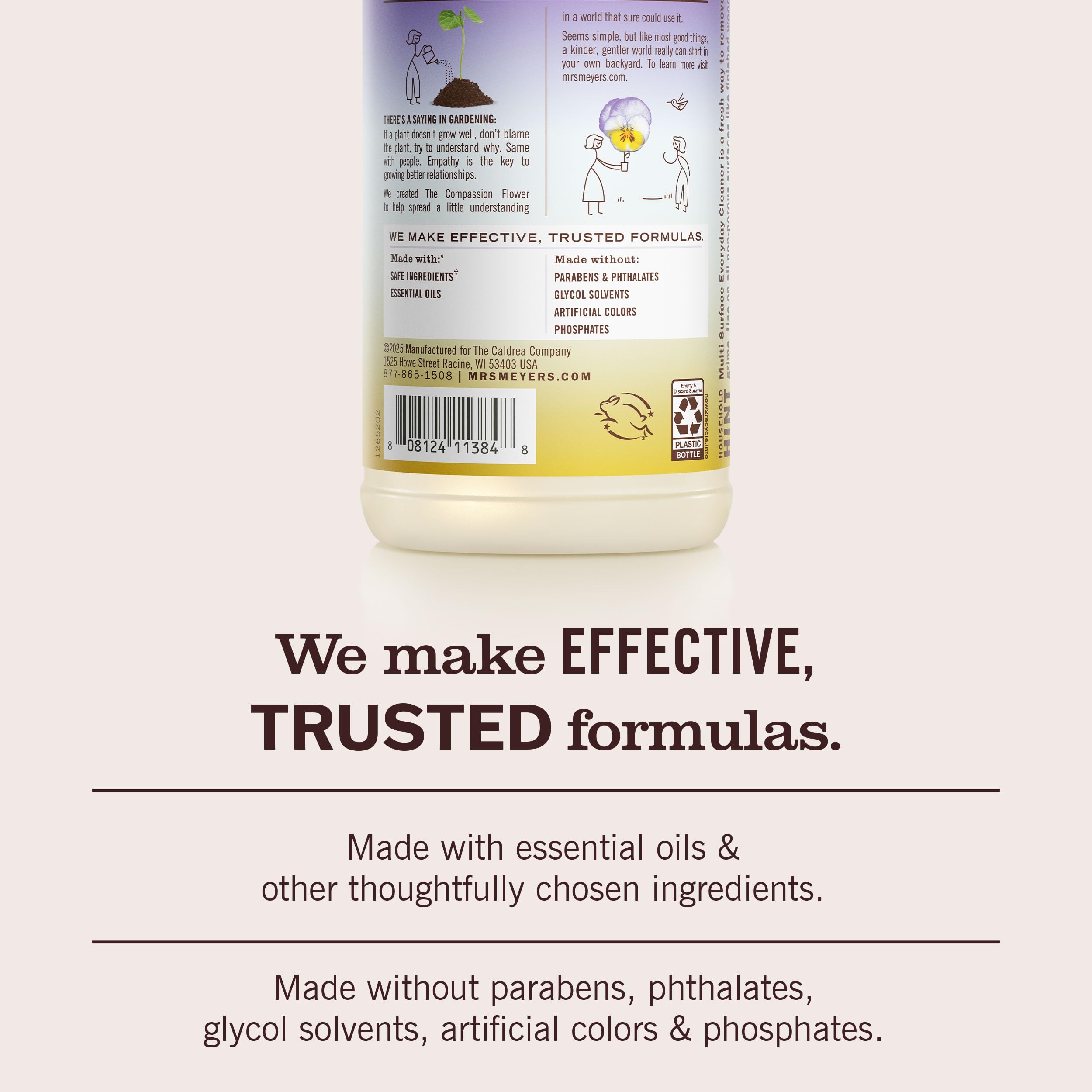 MRS. MEYER'S CLEAN DAY Multi-Surface Everyday Cleaner, Compassion Flower Scent, 16 Fl Oz Bottle - 3 Pack