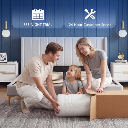 Juego 12 Inch Queen Mattress - Hybrid Design with Medium Firm Memory Foam & Pocket Springs for Optimal Sleep