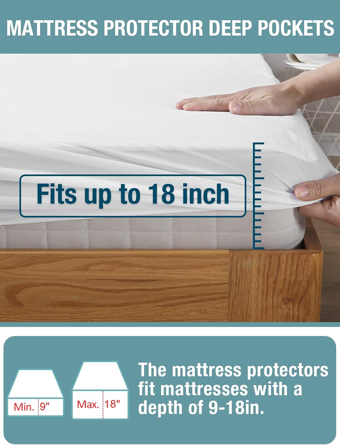 Bedecor Twin Waterproof Mattress Protector - Noiseless Cotton Terry Cover | Breathable Fitted Design for Kids, Fits 9-18 Inch Depth