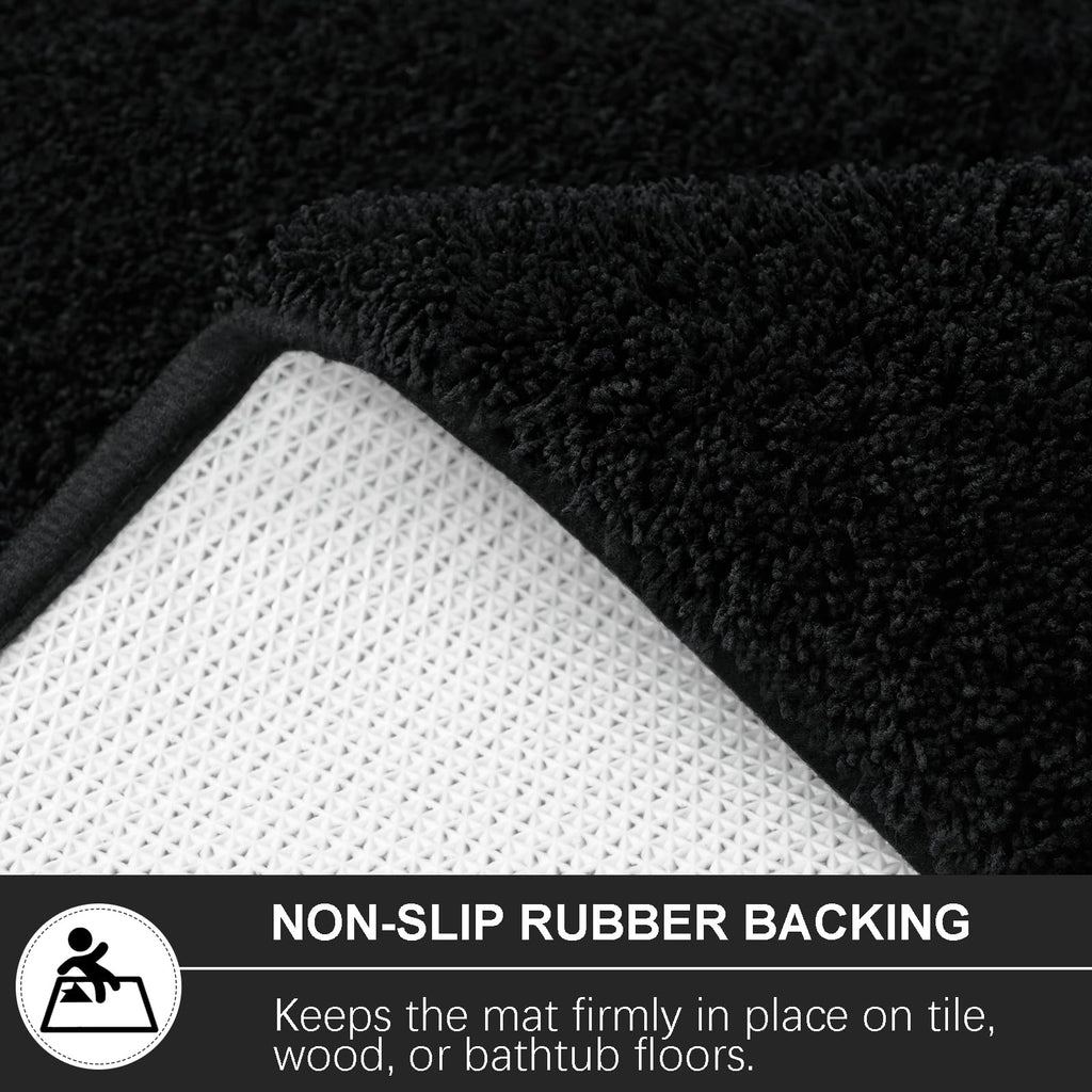 B BENRON Bathroom Runner Rugs 60x24, Extra Soft and Absorbent Bath Mats, Non-Slip Shaggy Long Bath Rug for Bathroom Floor, Tub and Shower, Machine Washable, Quick Dry, Black