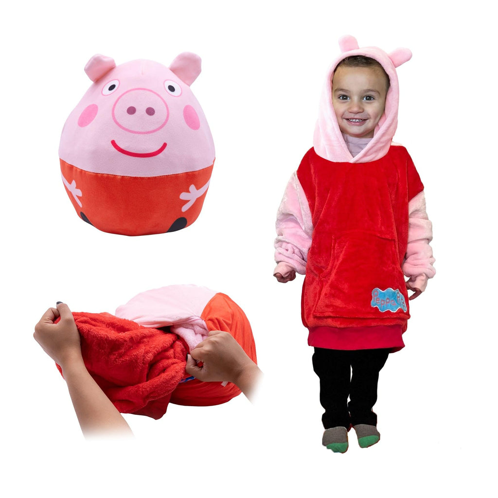 Plushible Peppa Pig Wearable Blanket Hoodie for Adults, Kids, and Toddlers, Cozy Snuggle Wrap, Pillow & Longsleeve Sweatshirt - Toddler