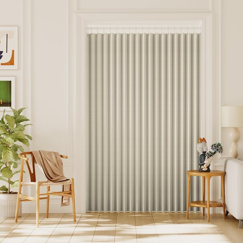 H.VERSAILTEX 100% Blackout Linen Curtain Accordion Door Curtains for Doorway Privacy Folding Closet Curtain Room Divider Sliding Door Shade with Hooks, 1 Panel, W100 x L78, Heather Ivory