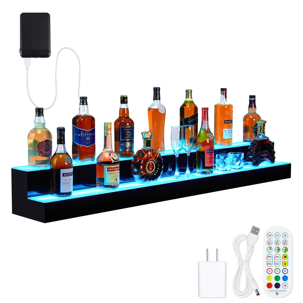Takywep Wall-Mounted 2 Layer 60 Inches with Remote Control - Dynamic Led Lighting, Multifunctional Display, Quality Materials, Mobile Phone Connectivity