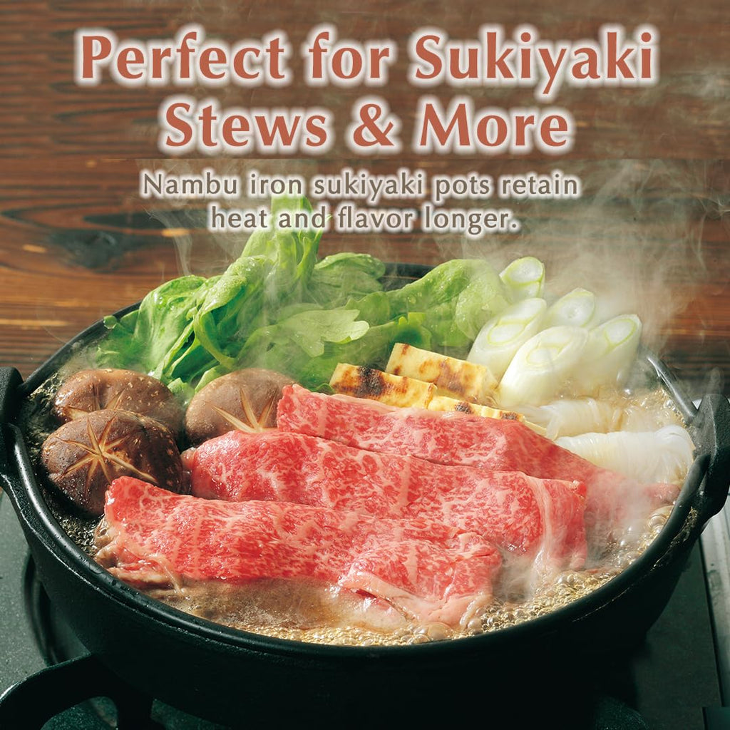 TIKUSAN Japanese Cast Iron Hot Pot Sukiyaki Nabe Pan Made in Japan (9.4" (24cm))
