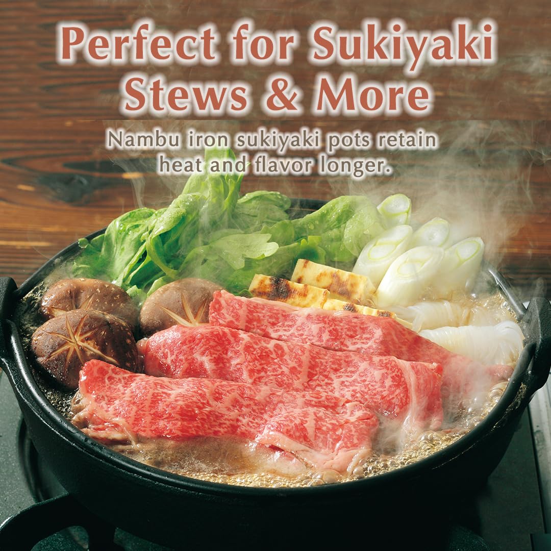 TIKUSAN Japanese Cast Iron Hot Pot Sukiyaki Nabe Pan Made in Japan (9.4" (24cm))