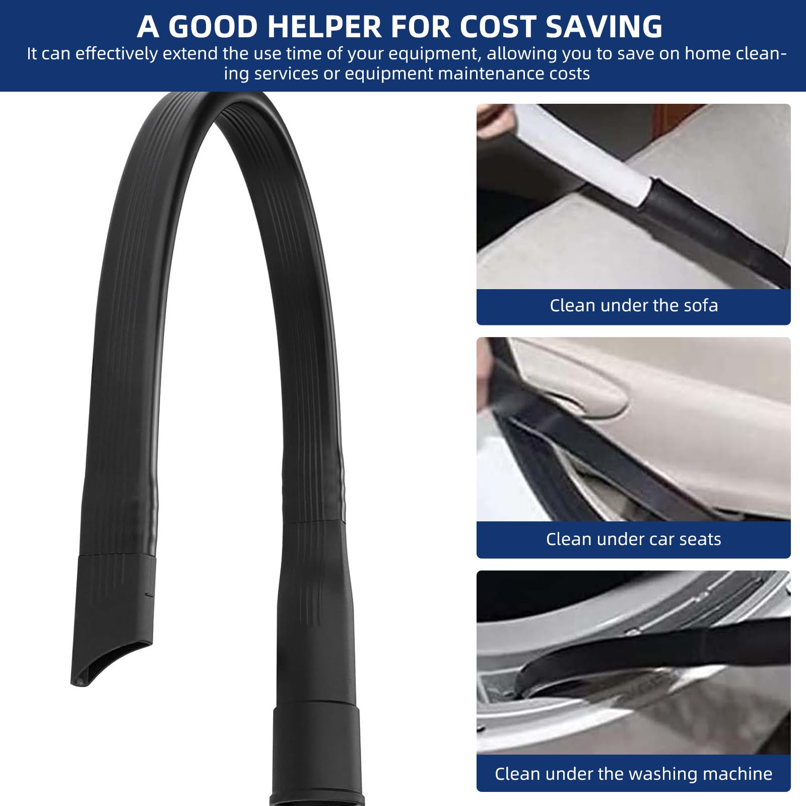 25" Flexible Vacuum Crevice Attachment Tool for Vacuum Hoses All 1-1/4" or 1-3/8" (32mm - 35mm) Flat Slot Nozzle Interface