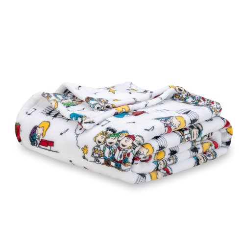 Berkshire Blanket Peanuts® VelvetLoft® Cute Character Snoopy Plush Blanket, Gang Oh Christmas Tree White(60in x 70in)