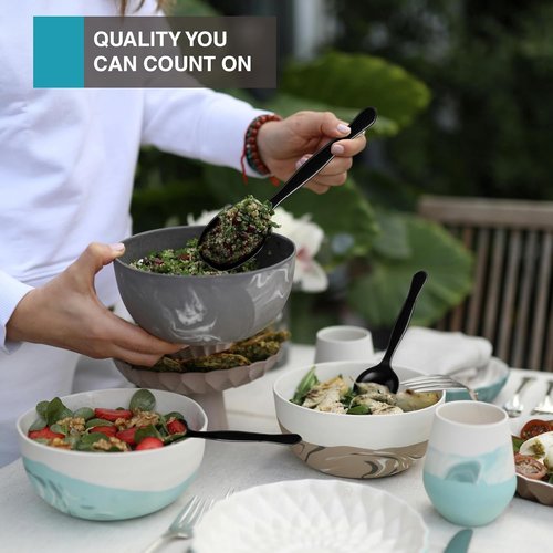 C&S Event Supply Co. Heavy Duty Black Plastic Serving Spoons - 12 Count, Perfect for Catering & Events