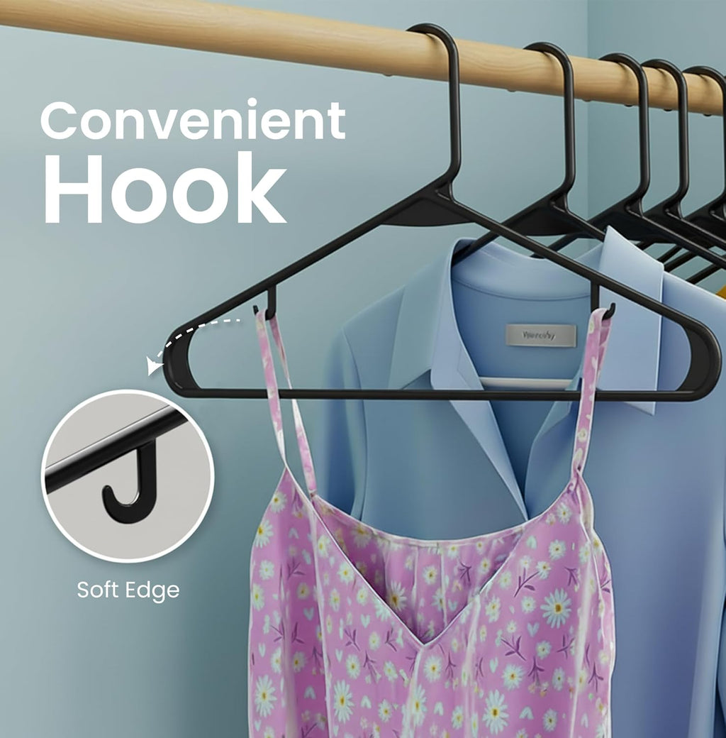 Utopia Home Plastic Hangers 50 Pack - Durable Space-Saving Closet Organizers - Ideal for Shirts, Pants & Coats (Black)