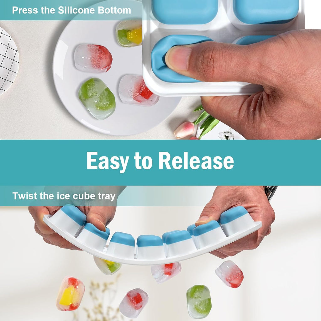 Skiennix Ice Cube Trays - Easy-Release Silicone with Spill-Resistant Lids | BPA-Free & Stackable