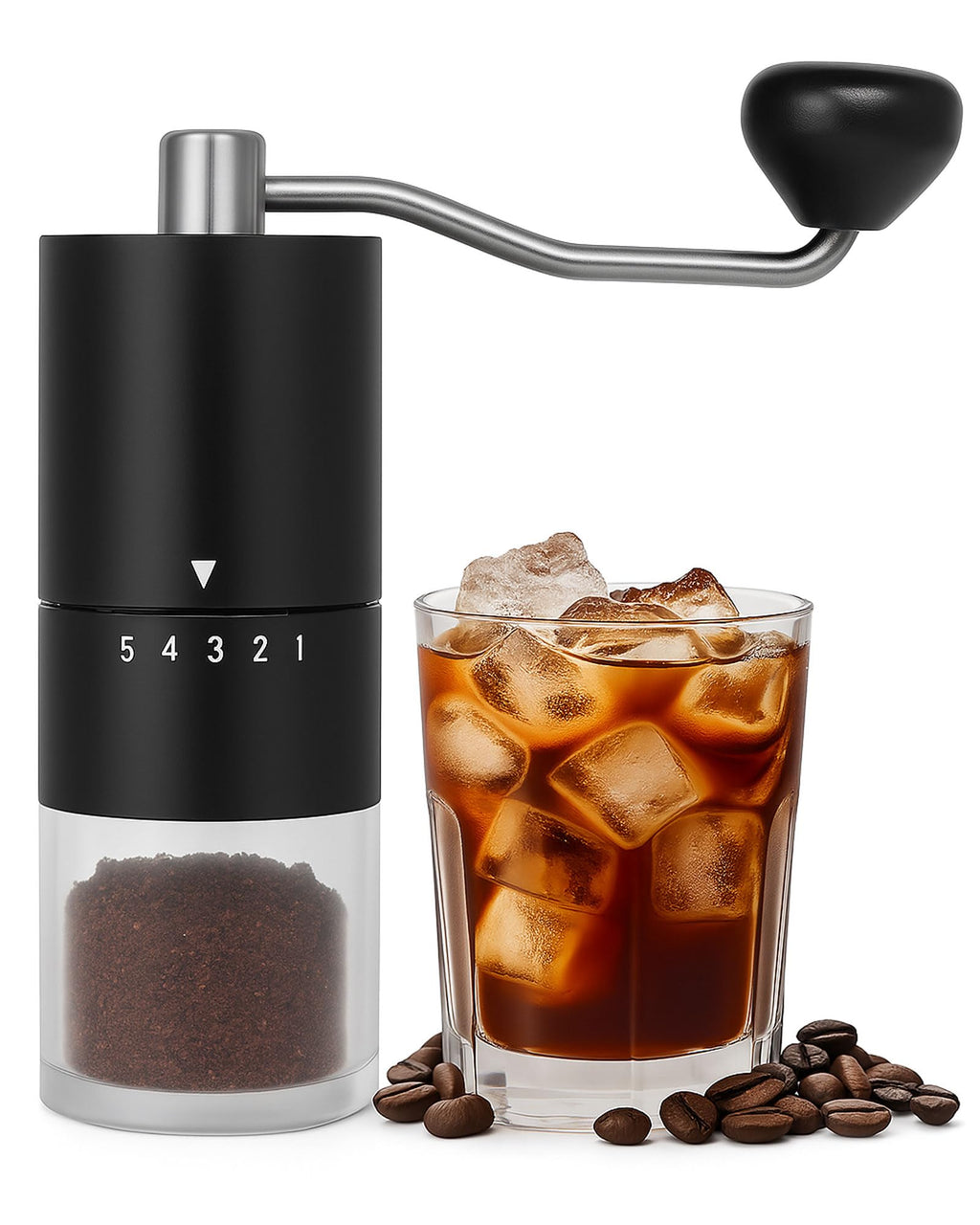 Manual Coffee Grinder With Ceramics Burr For Espresso,French Press,5 Adjustable Settings,Hand Maker with Built-In Burr,For Home Use and Camping Travel,Coffee Bean Grinders With Hand Crank (Black)