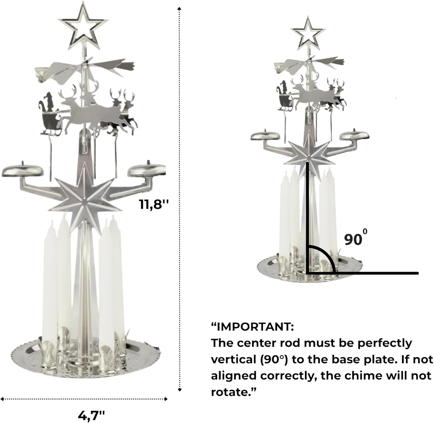Original Swedish Christmas Chimes - Festive Carousel with 4 Candles | Elegant Silver Home Decor Since 1948