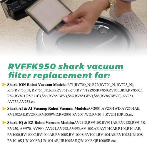 6PACK RVFFK950 Filter for Shark Robot Vacuum Filter Replacement by Techecook - Fit for Shark ION Robot R85 RV850,RV700_N, RV720_N, RV851WV and IQ Robot R101AE, AV970, AV1002AE, AV1010AE UR1005AE