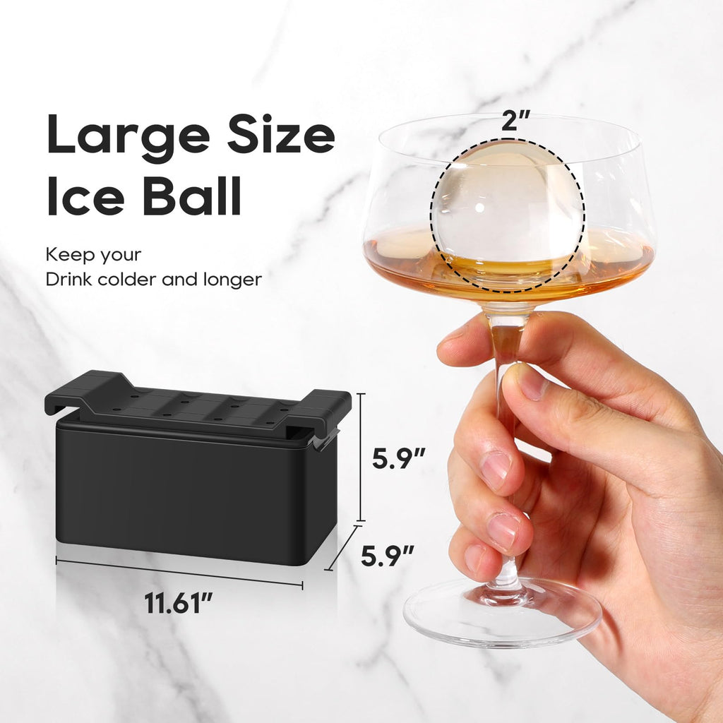 Mooues Clear Ice Ball Maker Mold, 8 Large Whiskey Ice Cubes Mold, 2 Inch Round Silicone Ice Molds for Cocktails, Idea Gifts for Dad Boyfriend Boss Men who Have Everything