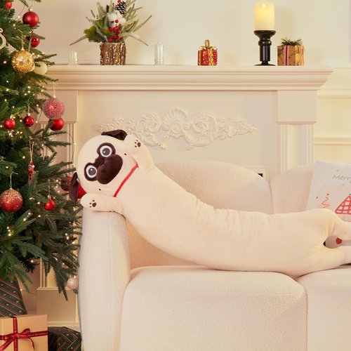 MaoGoLan Super Soft Stuffed Dog Pug Plush Pillow 43 inch Long Puppy Stuffed Animal for Girls Kids Body Pillow, Bulldog Stuffed Animal Pug Lovers Gifts Christmas Valentine's Day Halloween