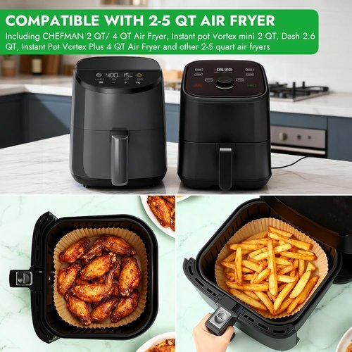 BYKITCHEN 300PCS Air Fryer Parchment Paper Liners - Round Disposable for 2 to 5QT Air Fryers | Compatible with Ninja, CHEFMAN, Cosori & More