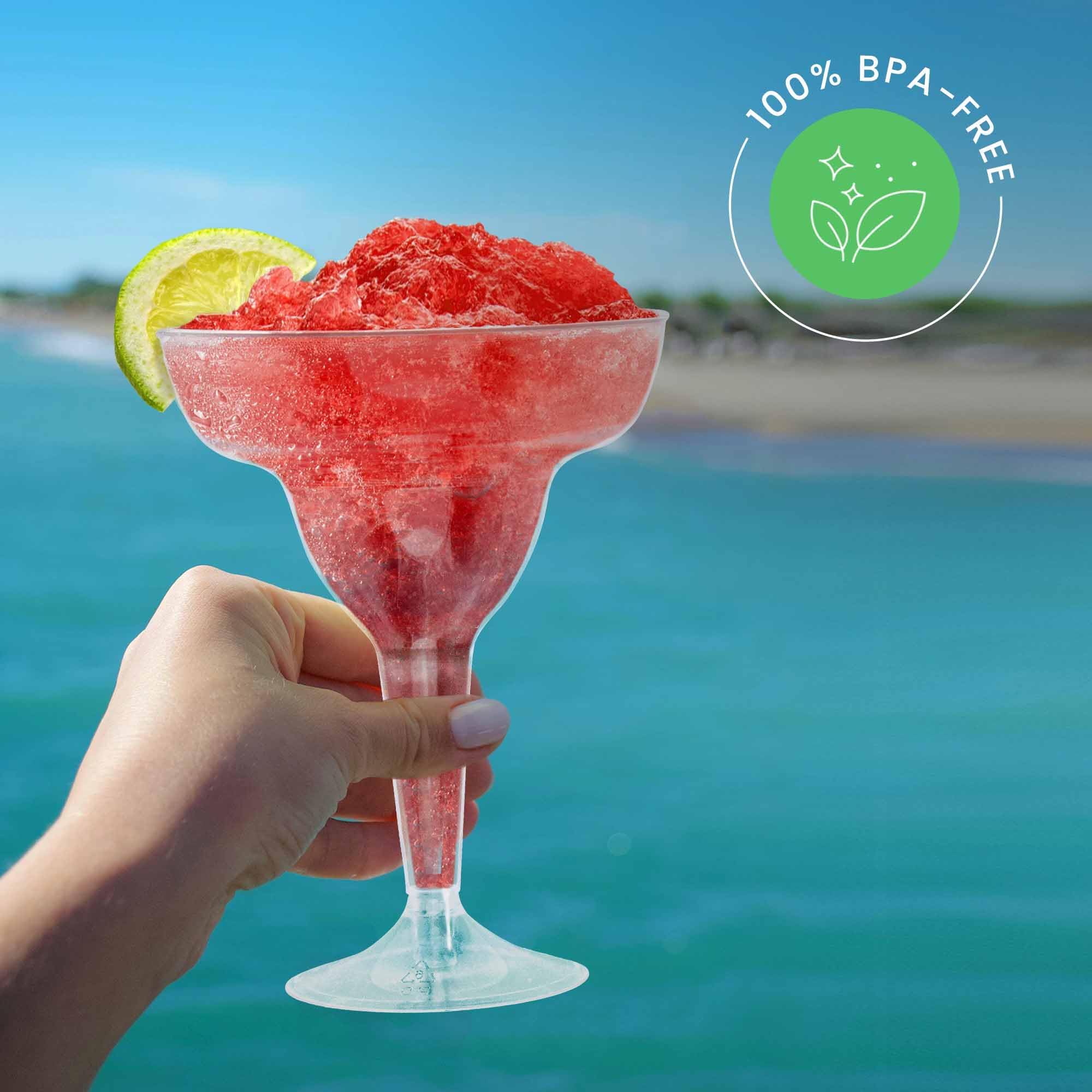 Stock Your Home Clear Plastic Margarita Glasses Disposable (Set of 24) Decorations for Cinco de Mayo Parties, Cocktail Cups for Tropical Party Supplies - Large 12 oz Hurricane Glasses