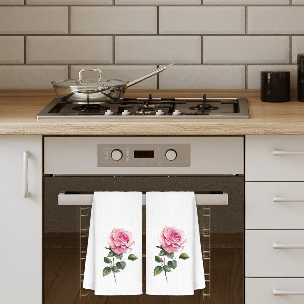 CIOJUNE Roses Flowers Floral Kitchen Towels Set of 2 - Roses Flowers Decorative Hand Towels for Bathroom Decor Dish Towels for Kitchen Floral Hand Towels, 16x24
