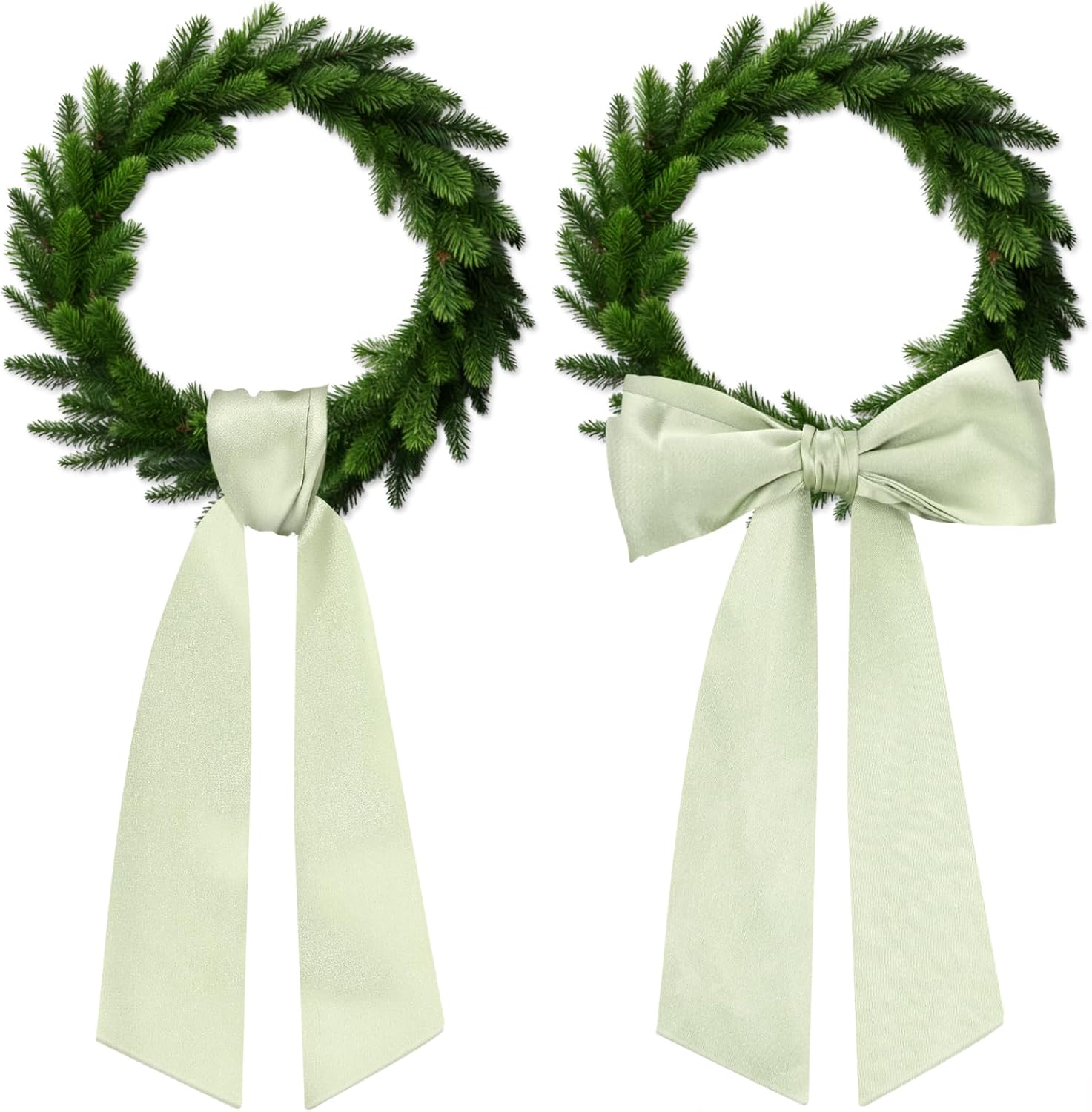 Regine Switzerland Sage Green Wreath Sash - Blank Satin Monogrammed Accessory for Front Door Decor
