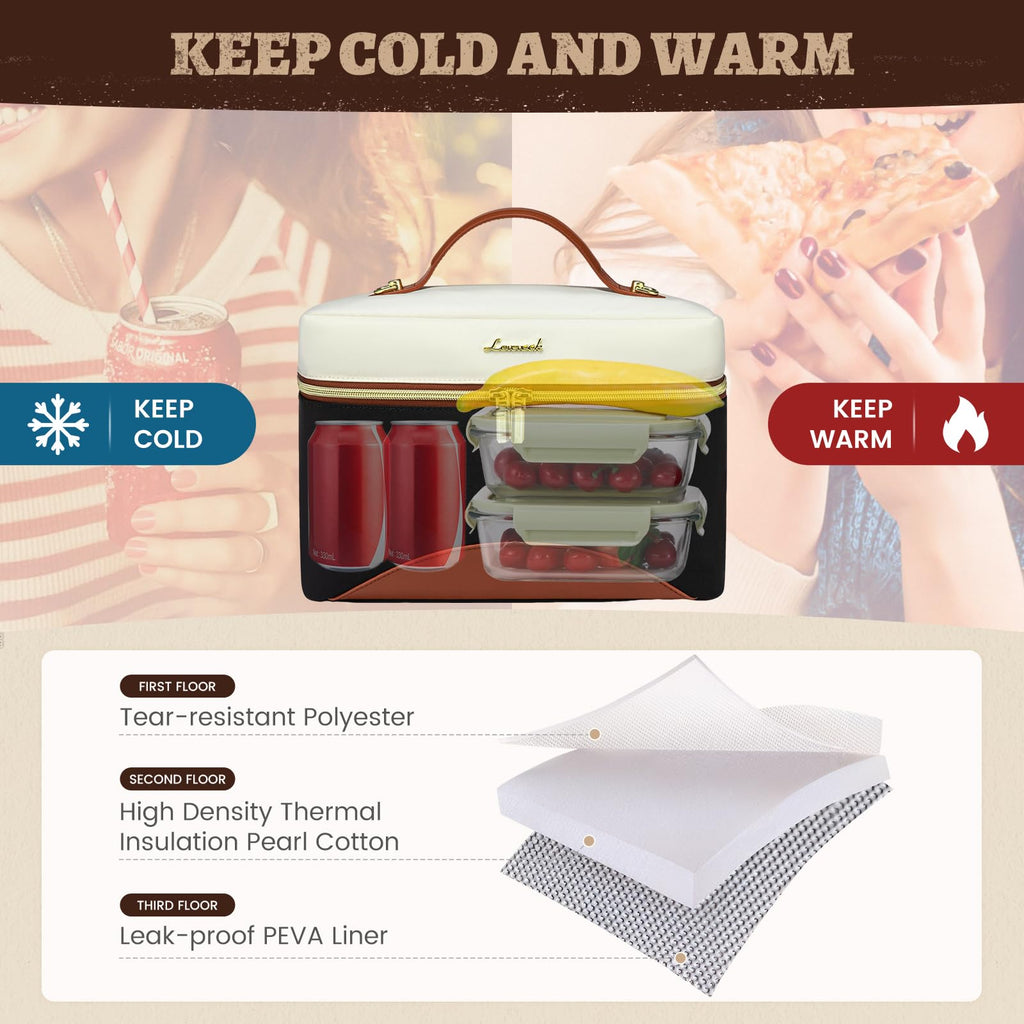 LOVEVOOK Insulated Lunch Bag for Women,Large Adult Lunch Box for Women,Leakproof Cooler Bag for Office Picnic Hiking Beach,Lunch Tote Bag with Adjustable Shoulder Strap