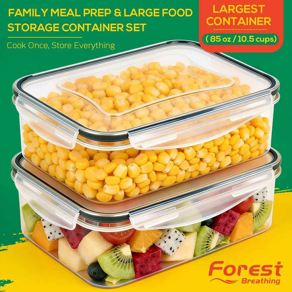 Skiennix 6 Pack Large Food Storage Containers - BPA-Free, Airtight & Leakproof, 85oz/50oz/34oz Sizes