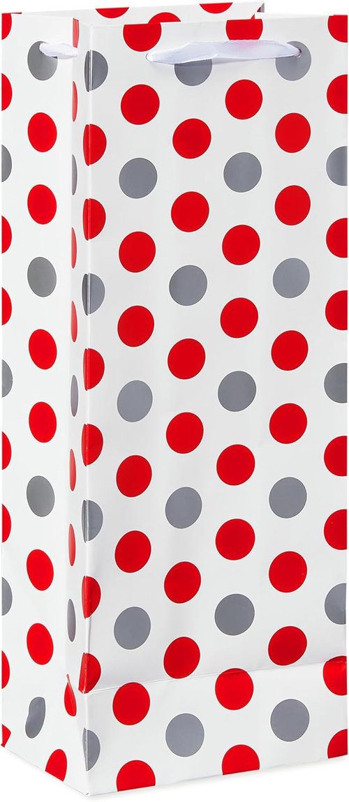 American Greetings Wine Gift Bags - Multi-Design Set in Red, White, and Silver (5 Bags)