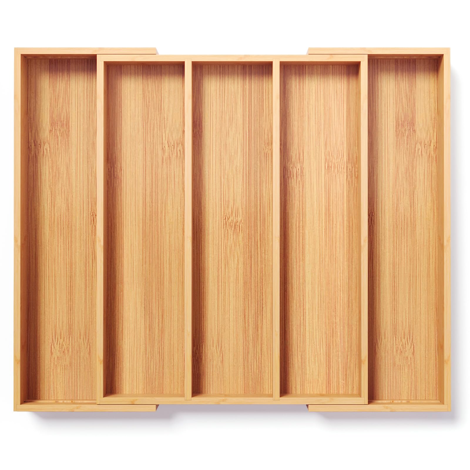 Fibogollo Expandable Kitchen Drawer Organizer,Bamboo Silverware Organizer,Adjustable Flatware Tray for Utensils(16.92 * 13.30~22.83 * 1.96)