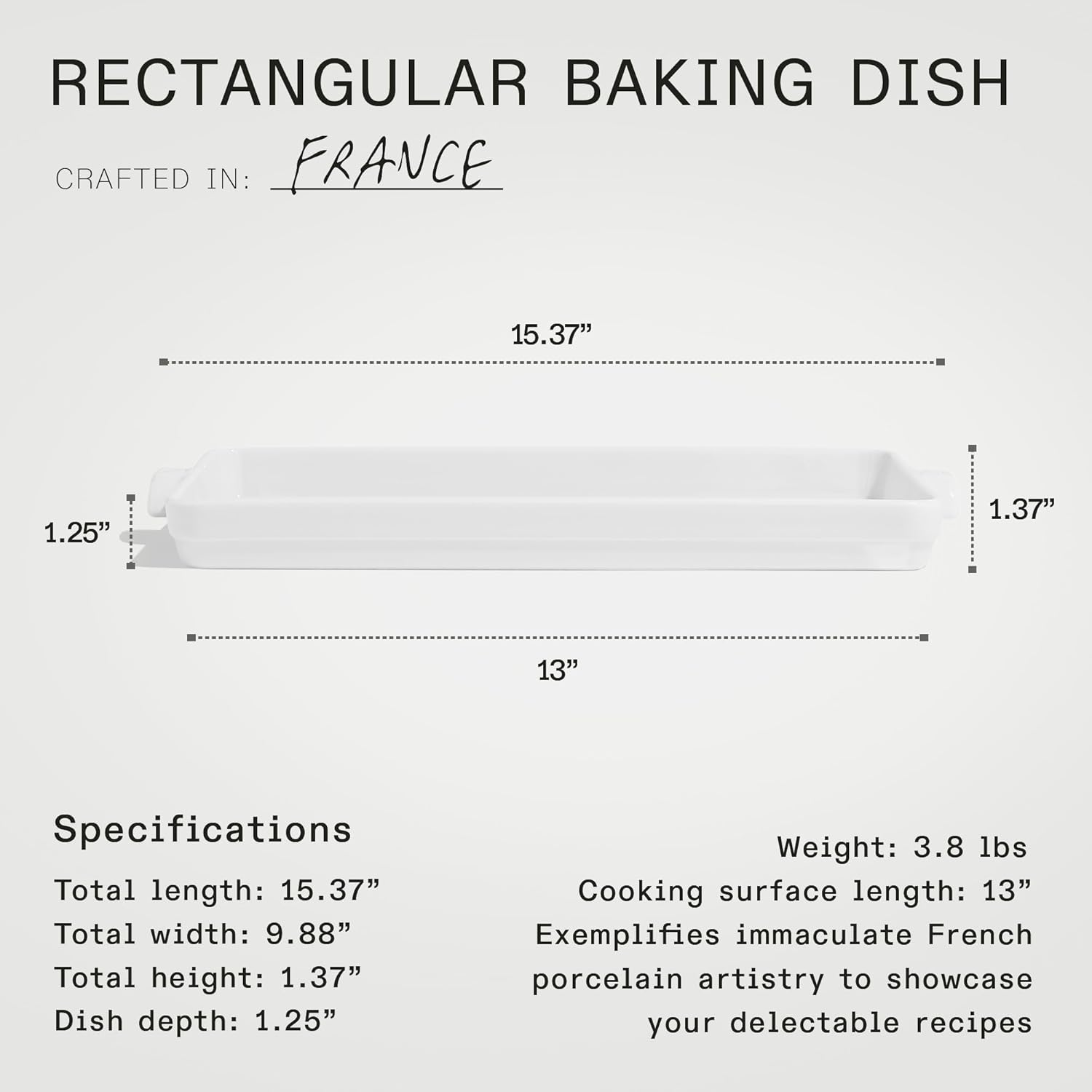 Made In Cookware - Baking Slab | Pure French Porcelain | Crafted in France | Elegant White Finish