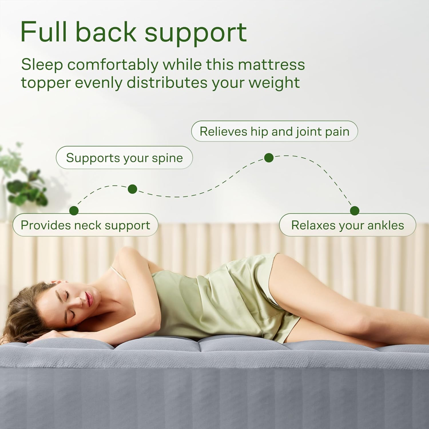 Niagara Sleep Solution Queen Size Mattress Topper - Ultra Soft Bamboo Pillow Top for Back Pain Relief | Naturally Cooling, Gray