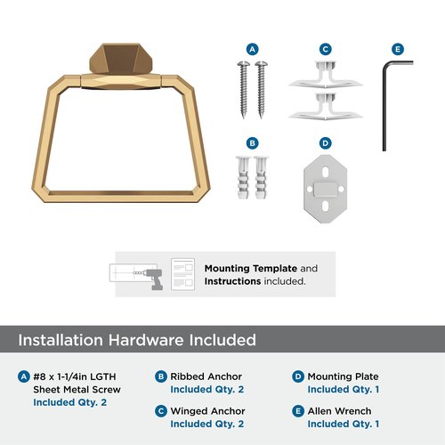 Amerock BH36042 St. Vincent 5-9/16" Wall Mounted Towel Ring - Champagne Bronze