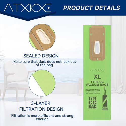 8 Pack Vacuum Cleaner Bags Fit for Oreck Type CC Vacuum Bags,Fit All Oreck XL Upright Vacuum