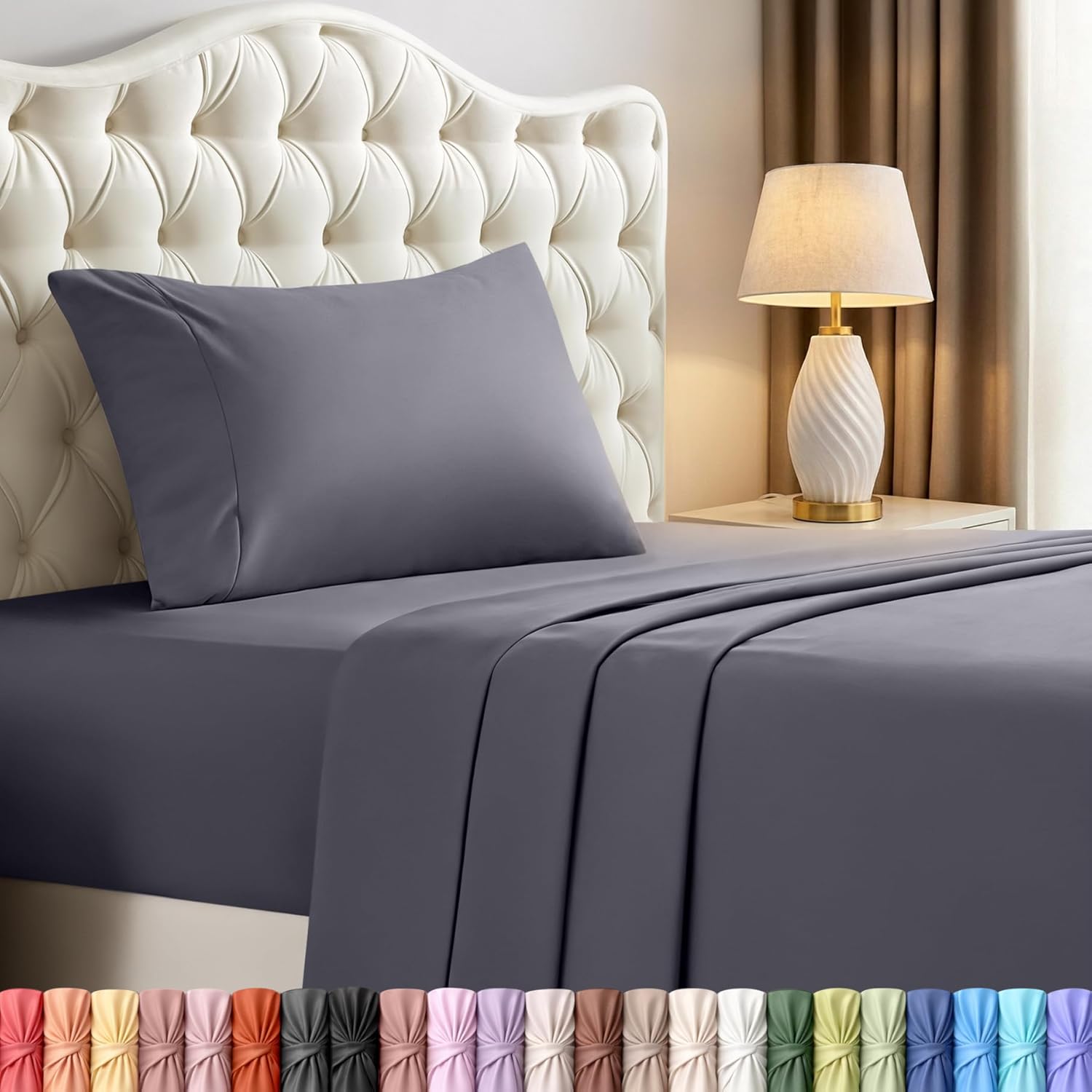 Utopia Bedding Twin Sheet Set - Soft & Breathable Microfiber | 3-Piece Bed Sheets in Grey