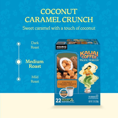 Kauai Coffee K-Cup Pods | Medium Roast Arabica Coffee with Nutty Caramel & Tropical Coconut | 22 Single Serve K-Cups